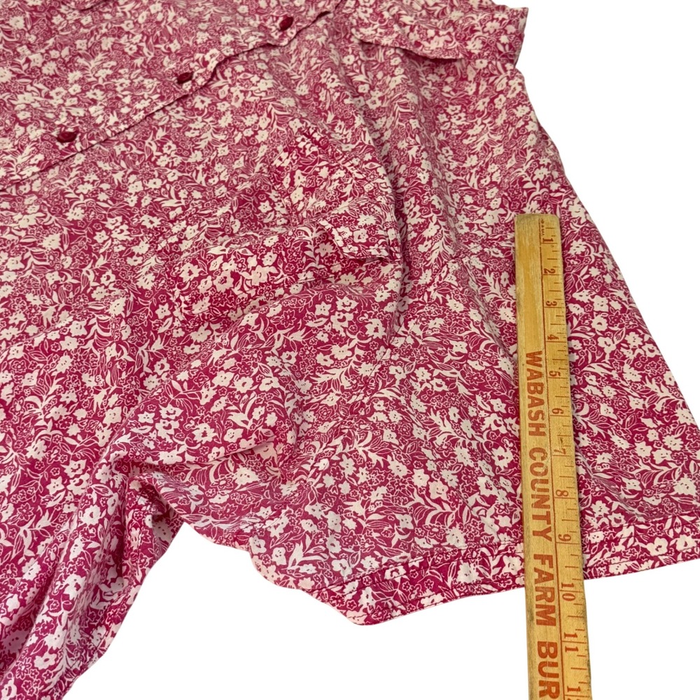 Woman Within Floral Button Down Shirt Womens 5X 38/40 Pink Cotton Short Sleeve - Picture 5 of 8